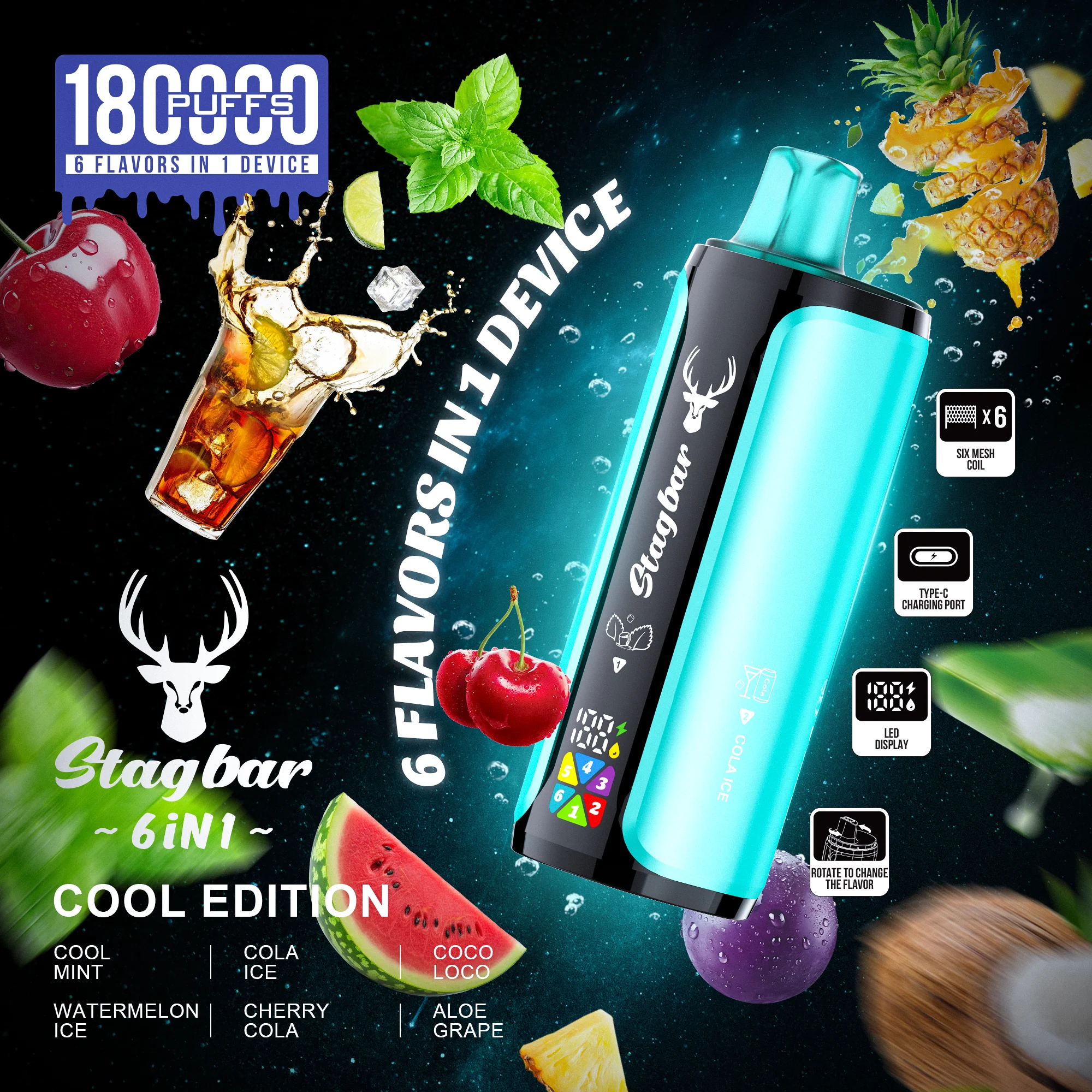 COOL MINT & COLA ICE & COCO LOCO & WATERMELON ICE & CHERRY COLA & ALOE GRAPE